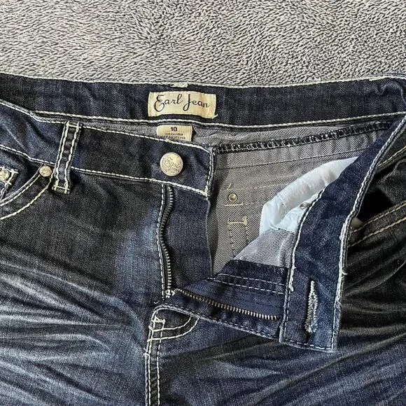 EARL WOMENS JEANS Sz 10 Bootcut Flare Stretch Denim Jeans Bling Rhinestone - Picture 5 of 10